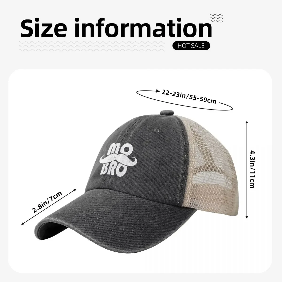 MO BRO design for the magnificent men with mustaches Baseball Cap Military Tactical Cap Rugby Fishing cap Female Men's