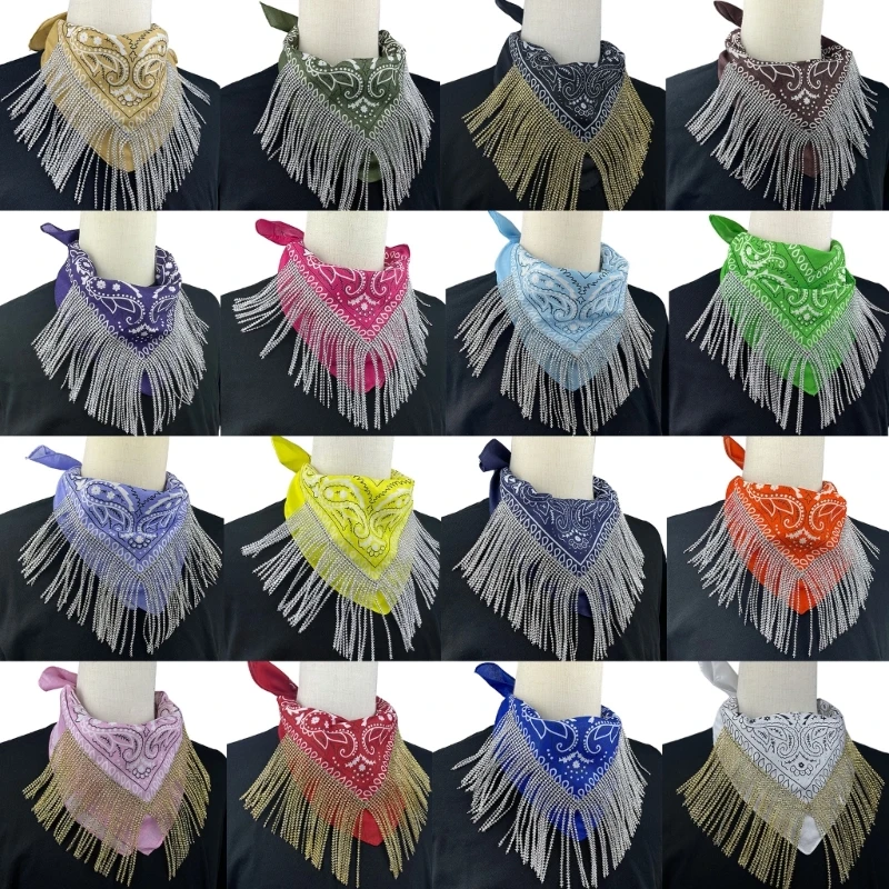 Volwassen Unisex Fringe Bandana Cashew Print Verfraaid Driehoek-Sjaal