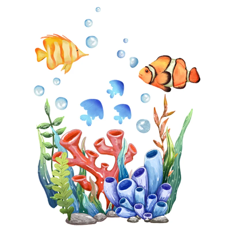 Cartoon Submarine Animals Corals Closestool Sticker DIY Window Glass Decoration Bathroom Toilet With Self-adhesive Waterproof