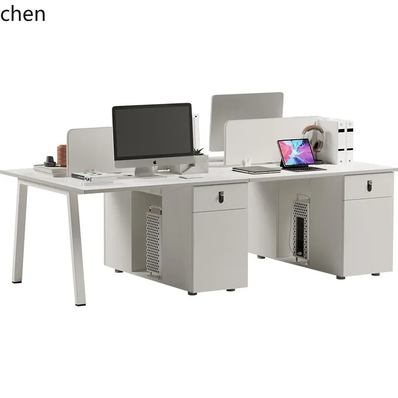 HYS office desk and chair combination white environmentally friendly workstation screen partition card position conjoined