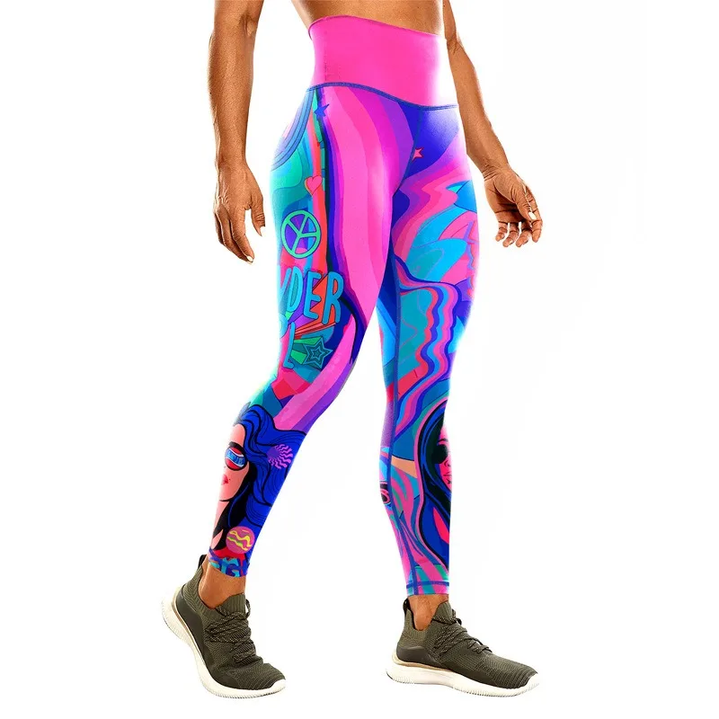 New Personalized Printed High Elasticity Yoga Pants Hip Lifting Outdoor Sports Fitness Running Cycling Leggings Women