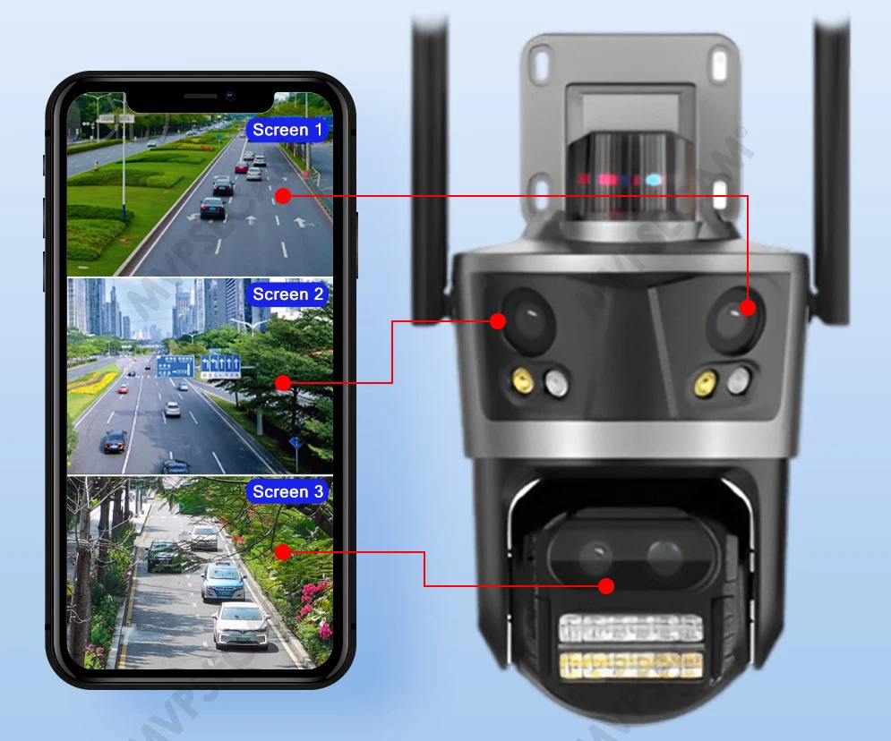 8k 16mp Video überwachungs kamera wifi cctv 8x Zoom Outdoor Wireless Sicherheit IP-Kamera ptz vier Objektive Wi-Fi-Kameras icsee – Detail 5