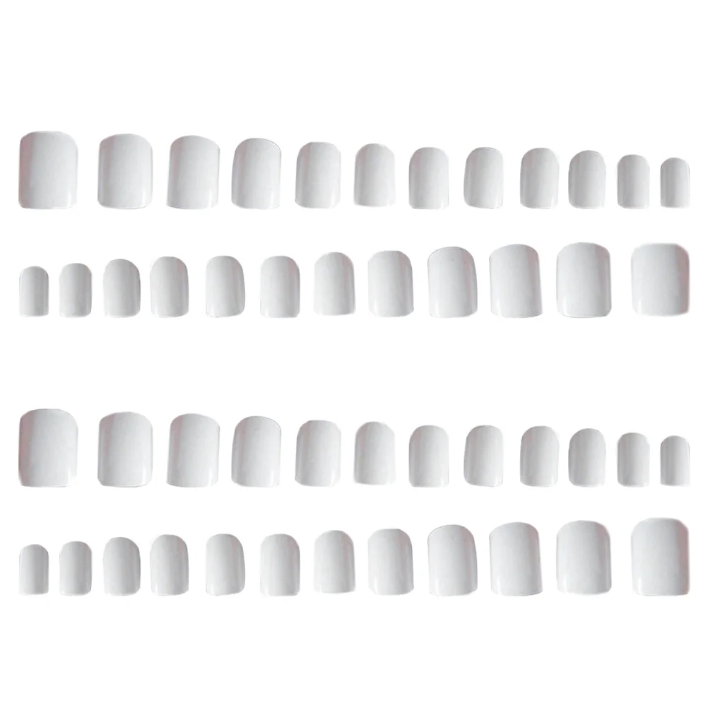 2 Boxes White Nail Color Manicure Decal Wearable Female Fake Nails Miss
