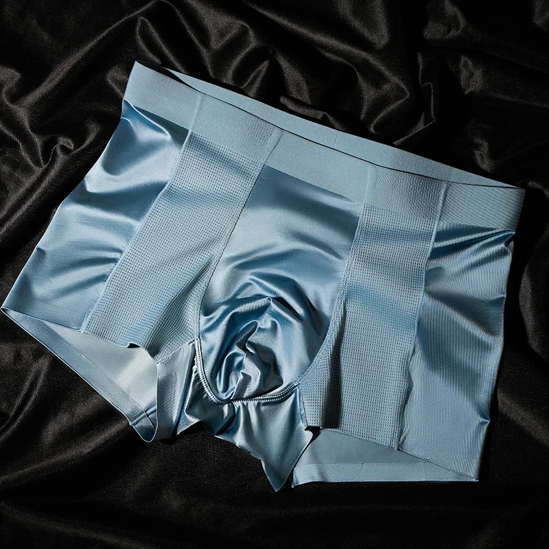 2 قطعة/المجموعة الحرير الجليد سلس الملابس الداخلية رجل جذوع رجل الملابس الداخلية الملاكم سريعة الجافة الملابس الداخلية رجل سراويل بوكسر الرياضة الرجال السروال #3