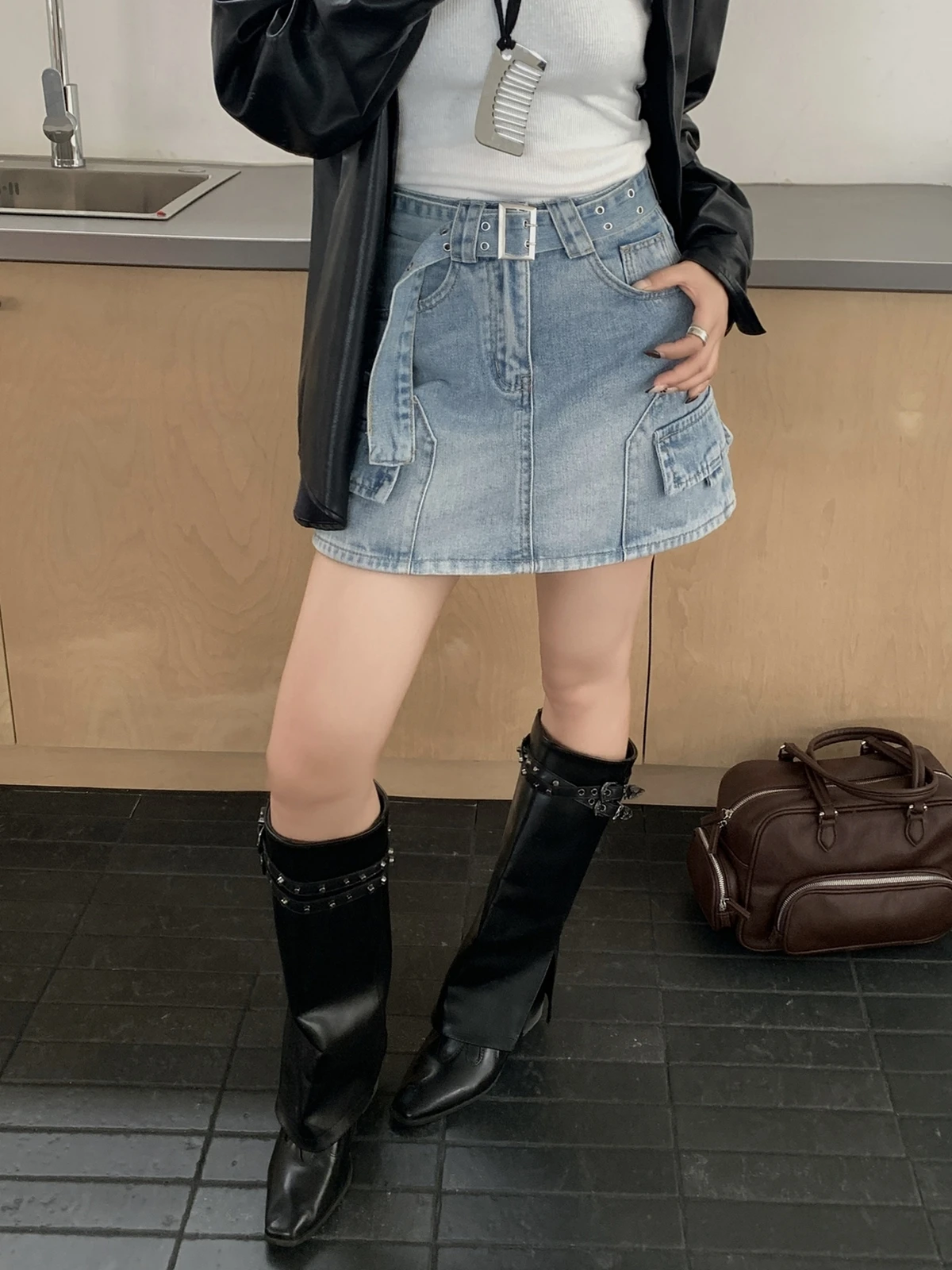 

ZHISILAO New High Waist A-line Denim Skirts Women Casual Vintage Jeans Skirts 2025 Streetwear