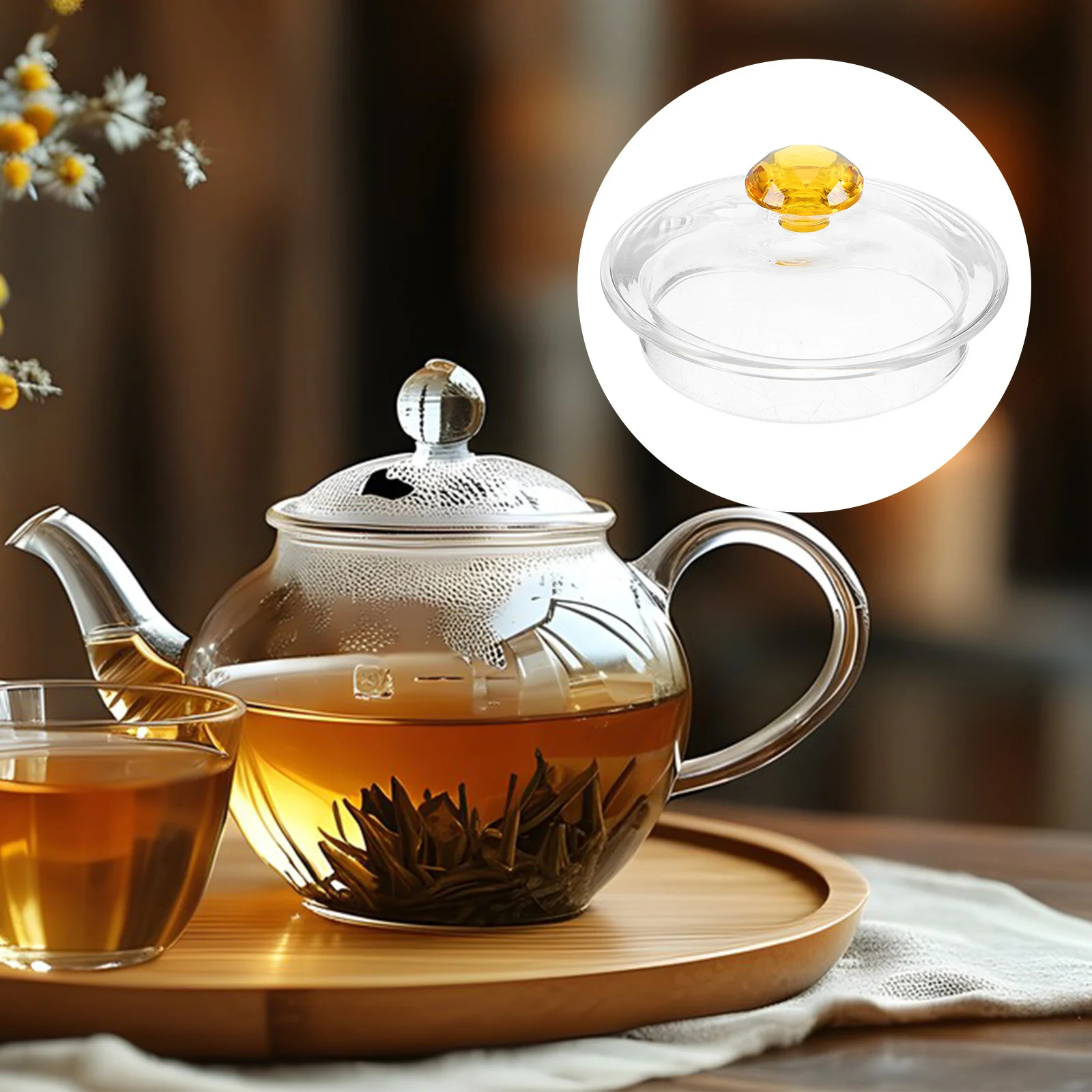 

Clear Glass Teapot Lid Secure Fit Ideal Tea Enthusiasts Casual Drinkers Monitor Steeping Carafe Lids Replacement