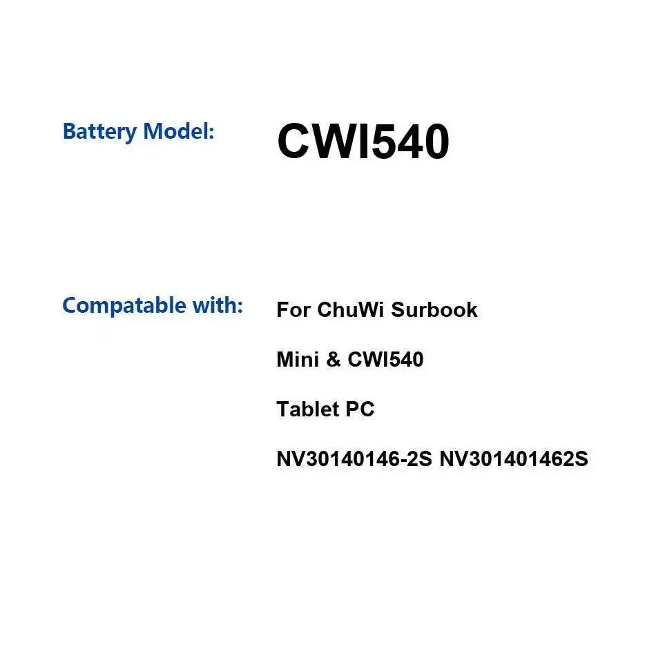 

Laptop Battery 4200Mah Reliable Replacement For Chuwi Surbook Mini & CWI540 Tablet PC NV30140146-2S NV301401462S