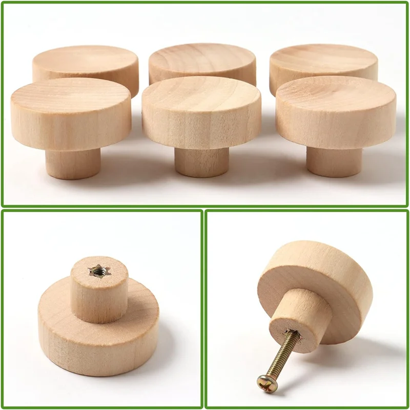 

ABGR-Round Wooden Drawer Knobs Wooden Cabinet Furniture Drawer Pulls, Suitable For Drawer Wardrobe Dresser (24 Pieces)