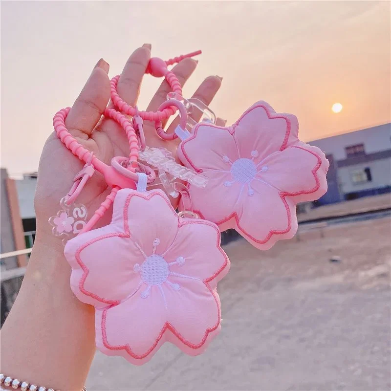 Keychain Toy Cherry Blossom Cute Fruits Backpack Ornaments Pendant Keyring Exquisite Lanyard Strap Keyfob for Women Girls Gift