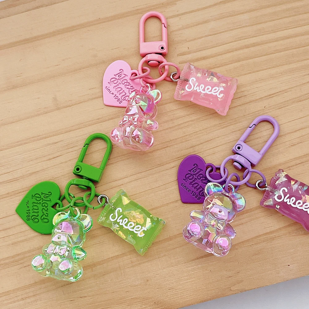 Színes Átlátható Fagyanta Behord keychain Cukorka Kőr charms Kulcskarika Nők lányok Kézibészelő esetben Olvasottság decorations Barát ajándékok