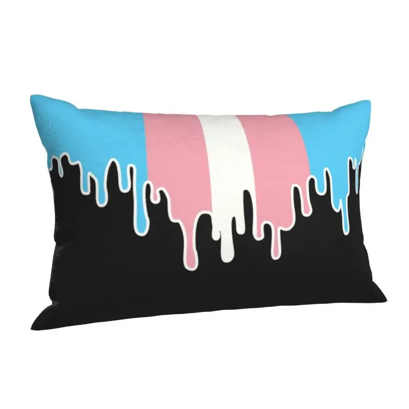 Custom Nordic Style Trans Pride Flag Drip Cushion Cover Soft Transgender LGBT Pillow Case for Bed Sofa Rectangle Pillowcase