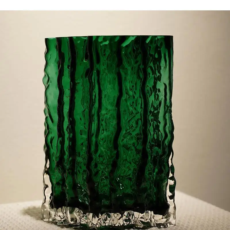 Glacial Wrinkle Hydroponics Glass Vase Flower Pots Desk Decoration Arrangement Simplicity Floral Vases Modern Home Decor