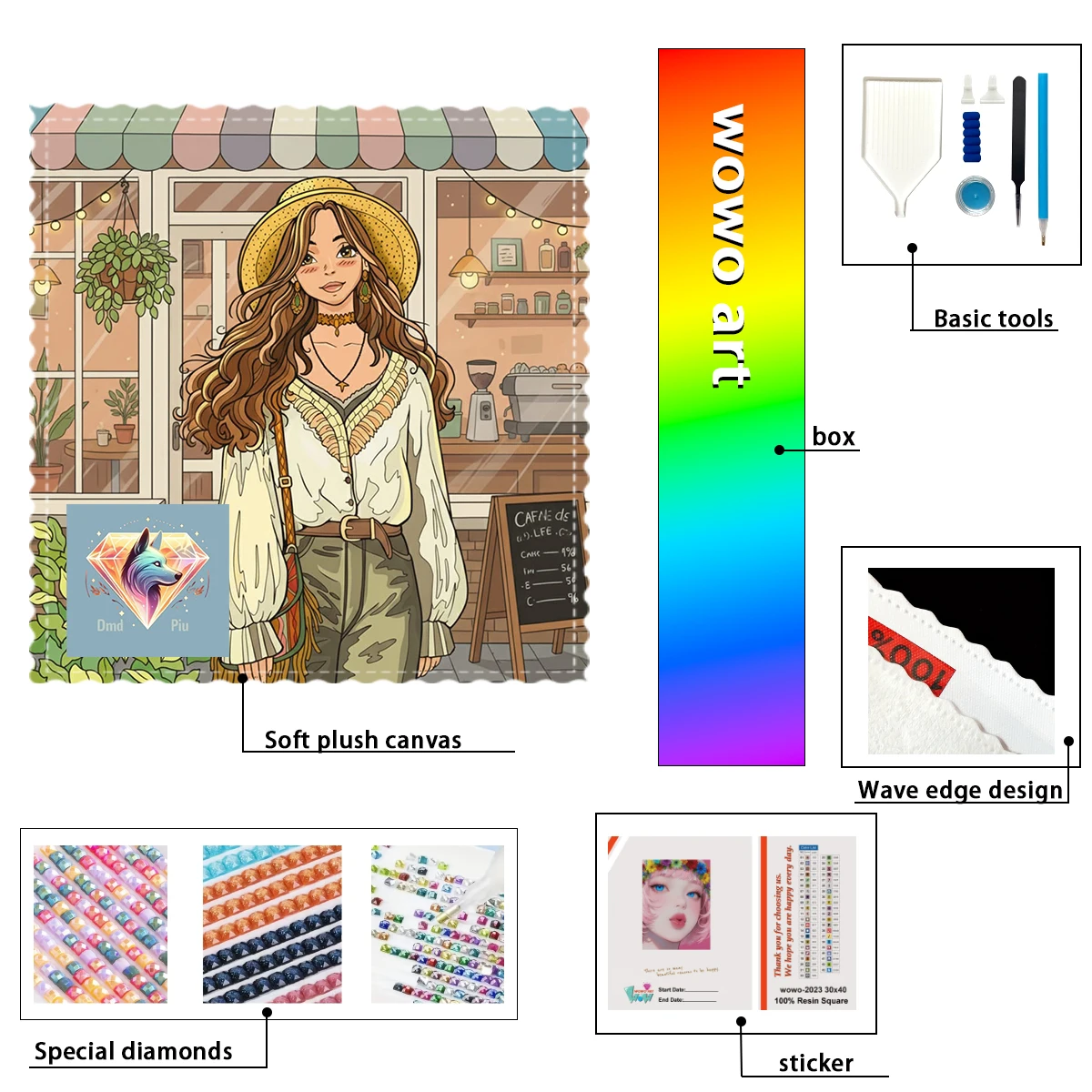 

【Piu Diamond Art】Paseo tras el café Crystal AB Rhinestone FD Rhinestone Perfect Resin Diamond