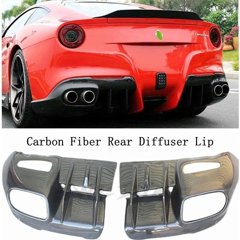 

For Ferrari F12 2013-NO REAL Carbon Fiber Rear Diffuser Bumper Spoiler Lip Splitters High Quality Car Accessories