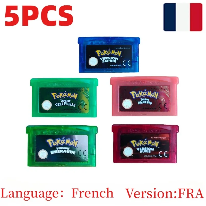 Heißer Pokémon FRA Version Französische Serie Emerald FireRed Leafgreen Ruby Sapphire GBA Spielkarte für 32-Bit-Videospielkassette – Detail 1