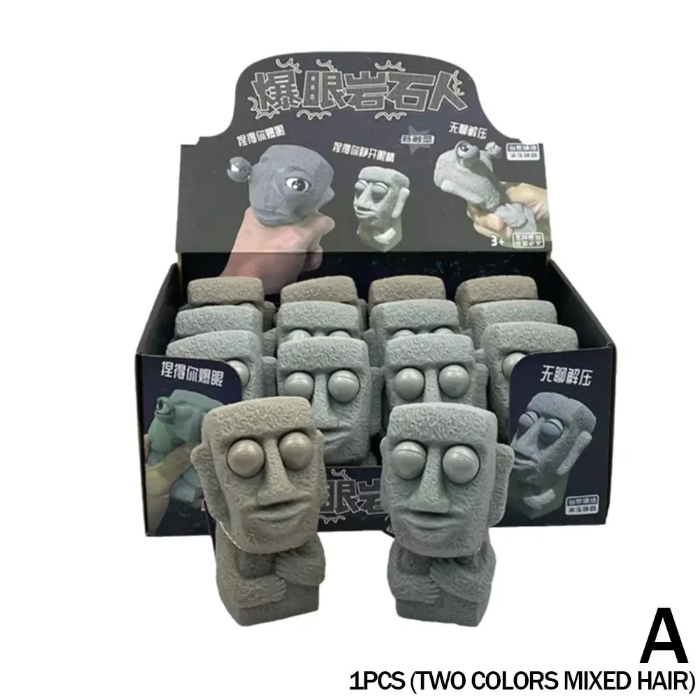 Stone Man Releases Stress Toy Langsam Rebounds Soft Expression Statue Geschenk Stress Moai Kinder Interessierte Squeeze Eyes Re V8U6