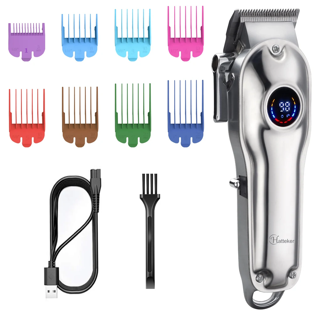 Hatteker Men's Hair Clipper Electric Water Washable LCD Display Barber Shop Haircut Machine Precision Trim Fade Hair Trimmer
