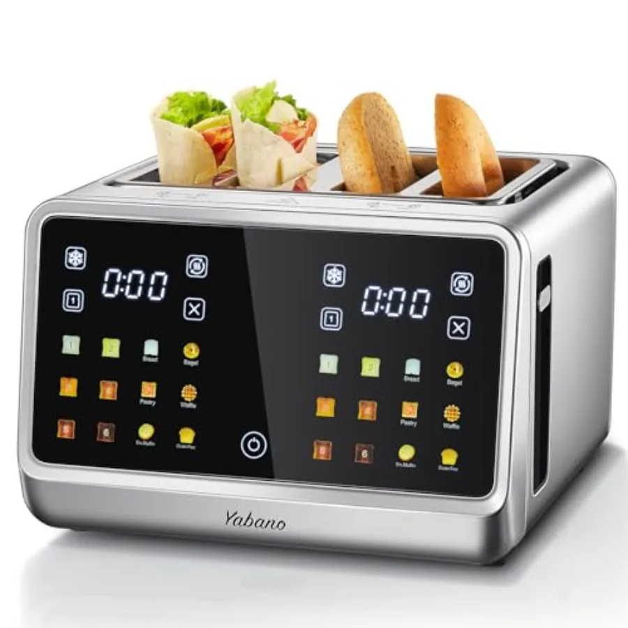 

4-Slice Toaster with Smart Touch Control 6 Shade Levels 6 Bread Settings Extra Wide Slot for Bagels/English Muffins Compact Des