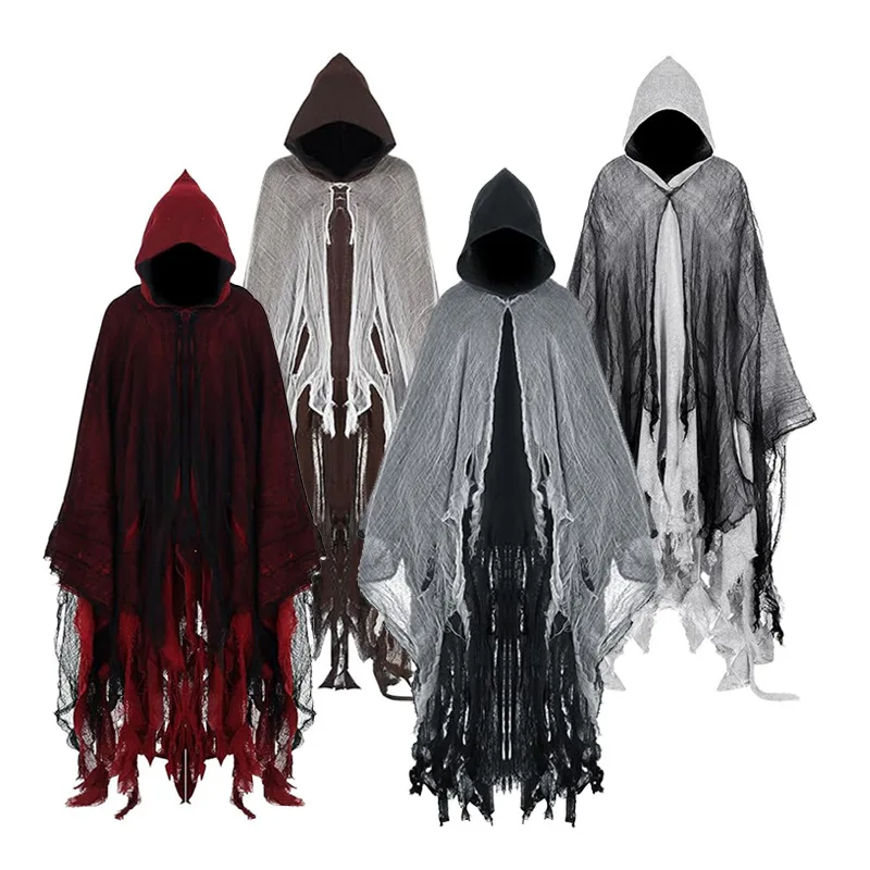 Grim Reaper Costume Cloak with Hood Dune Costume Medieval Renaissance Cloak Halloween Witch Wizard Vampire Cape Party Cosplay