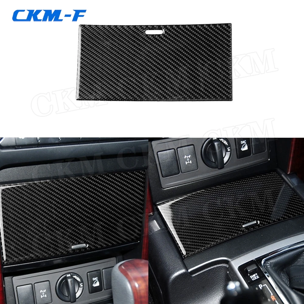 Carbon Fiber Central Control Cigarette Lighter Water Cup Panel Trim Cover Sticker For Toyota Land Cruiser Prado 2010-2018