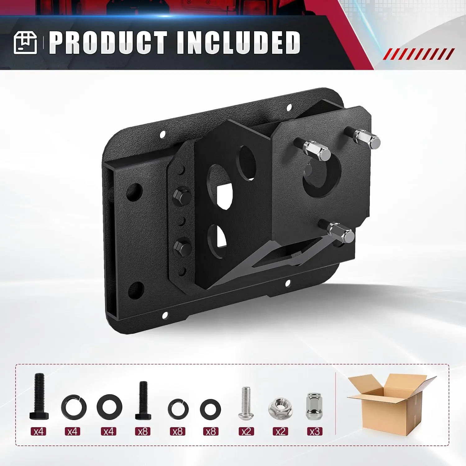 Jeep Wrangler JK Support de pneu de secours pour modèles 2007-2018, convient aux pneus jusqu'à 40 pouces, support arrière robuste