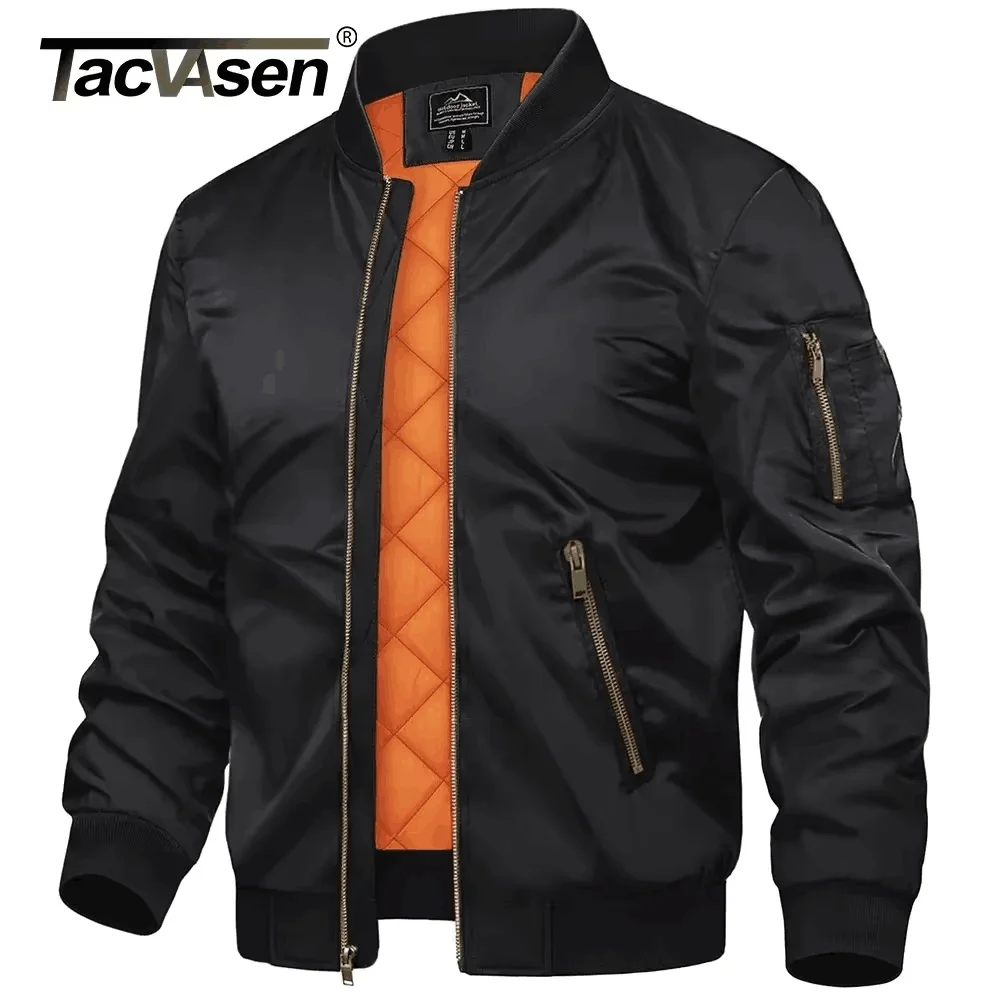 TACVASEN Winter Padded Bomber Jackets Outwear Mens Retro Pilot Jacket Coat Casual Baseball Jackets Varsity Jackets Streetwear