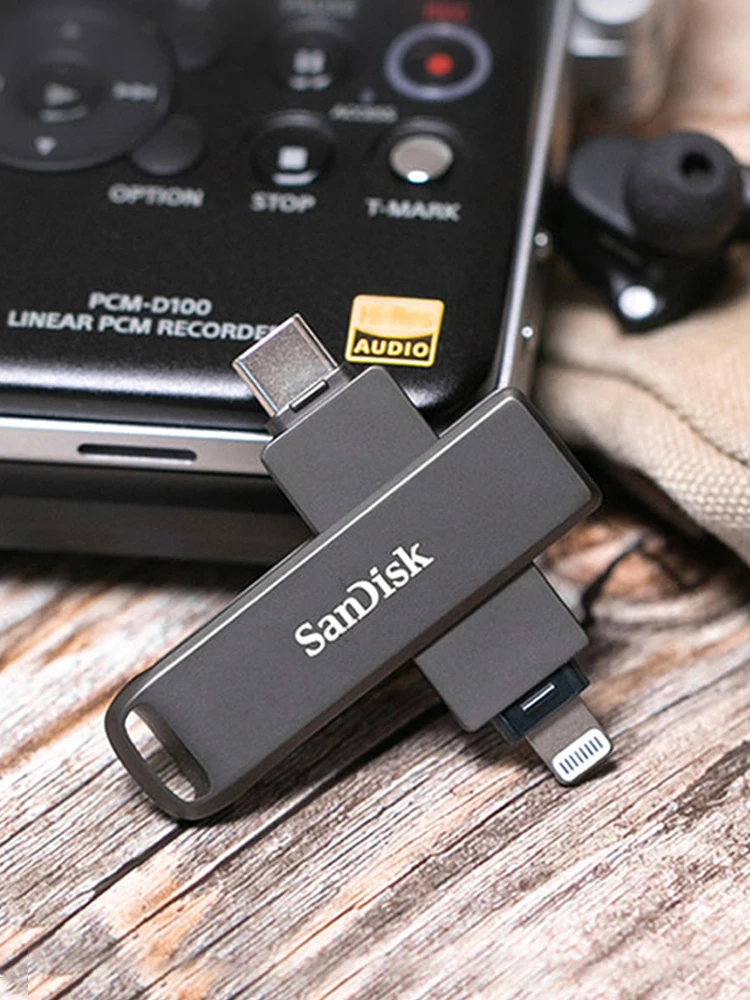 SanDisk-Clé usb de luxe iXpand OTG, support à mémoire de 64 Go 128 Go 256 Go, lecteur flash de type-c, avec cryptage métallique