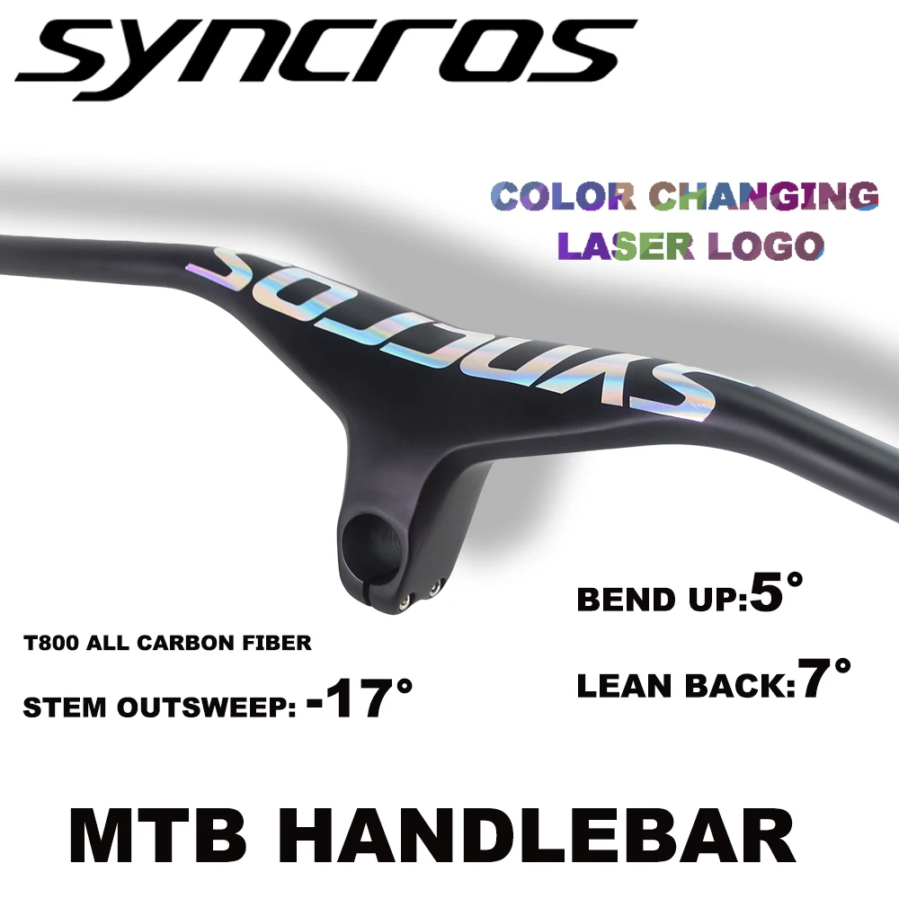 

Syncros New Mountain Bike Integrated Carbon Fiber Handle 28.6mm and -17 Degree/70~100mm/660~800mm Mtb Handlebar Bike Acessories