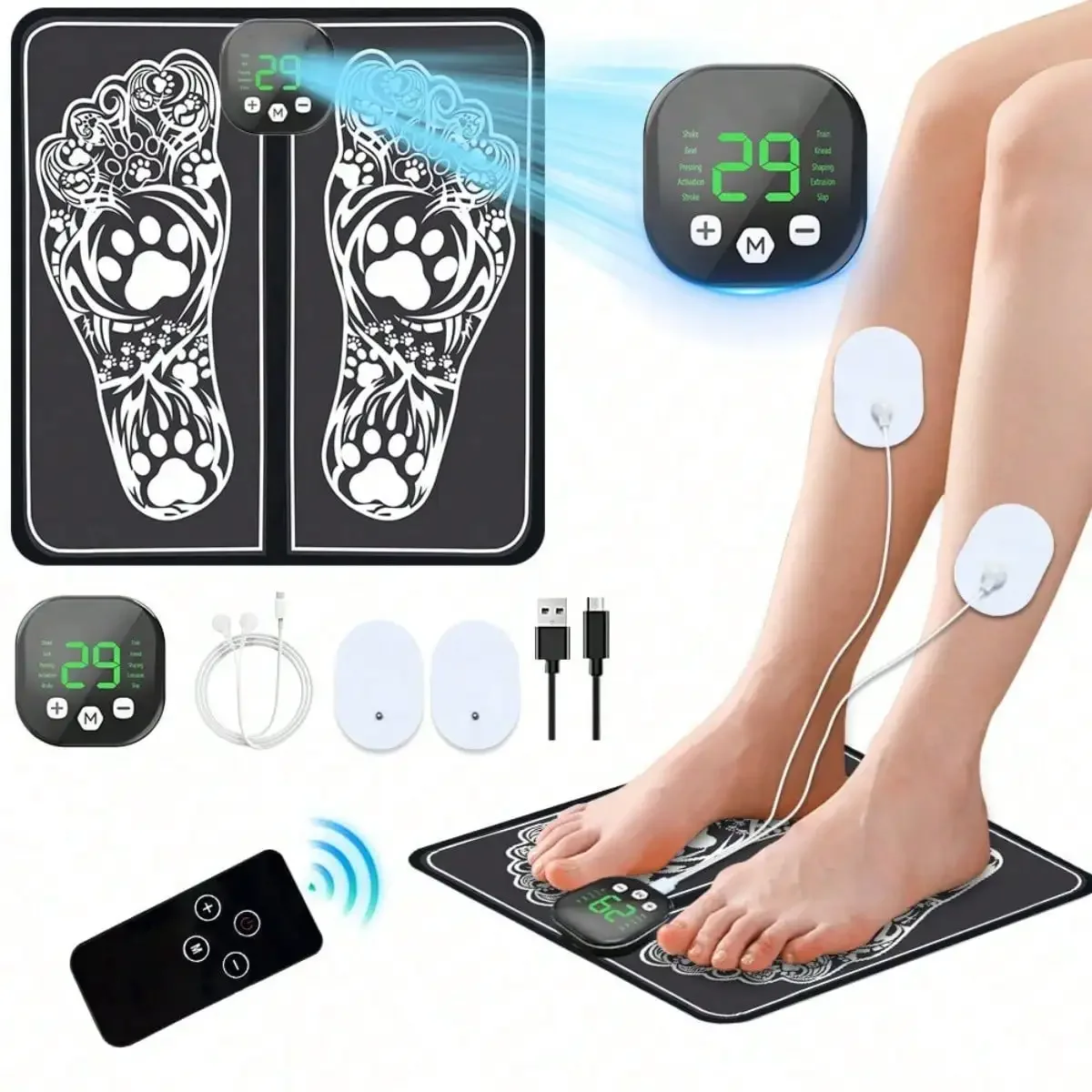 

Foot Massage Pad 10Modes 29 Gears For Foot Pain Relief Anti Fatigue Muscle Stimulation Pad With EMS Technology For Muscle Recovery And Relaxation At Home Or Office