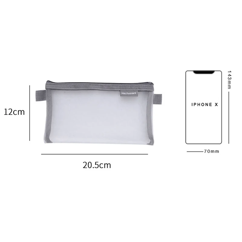 Simple Transparent Mesh Zip Organiser Student Exam Portable Large Capacity Stationery Bag