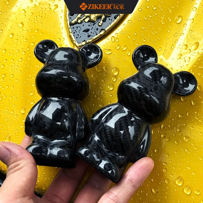 

ZIKEER Carbon Fiber Dry Crafts Car Interior Decoration Handmade Small Bear Forging Gold Purple