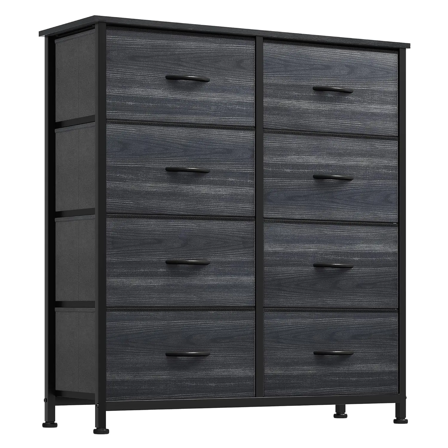 

8-Drawer Fabric Storage Tower with Steel Frame and Wooden Top for Bedroom, Hallway, Closet Organization