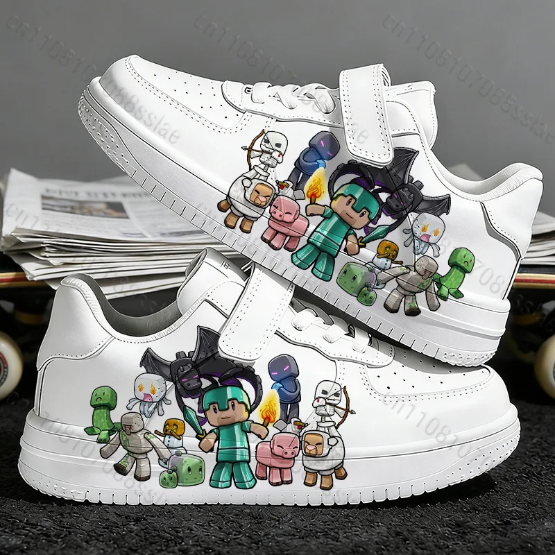 

Minecrafts cartoon patternGirls Boys Children Youth Student Parent Child Comfortable wear-resistant Lace up Casual Sneakers