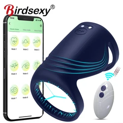 APP Control Vibrating Cock Ring For Men Clitoris Stimulation Ejaculation Delay Penis Ring Adult Supplies Sex Toy For Couples