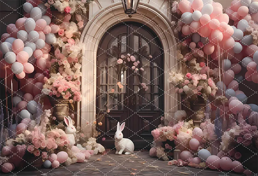 Mehofond عيد الفصح الباب الأمامي خلفيات للتصوير الفوتوغرافي للأطفال حفلة عيد ميلاد أرنب البيض زهرة بالون ديكور خلفية استوديو الصور