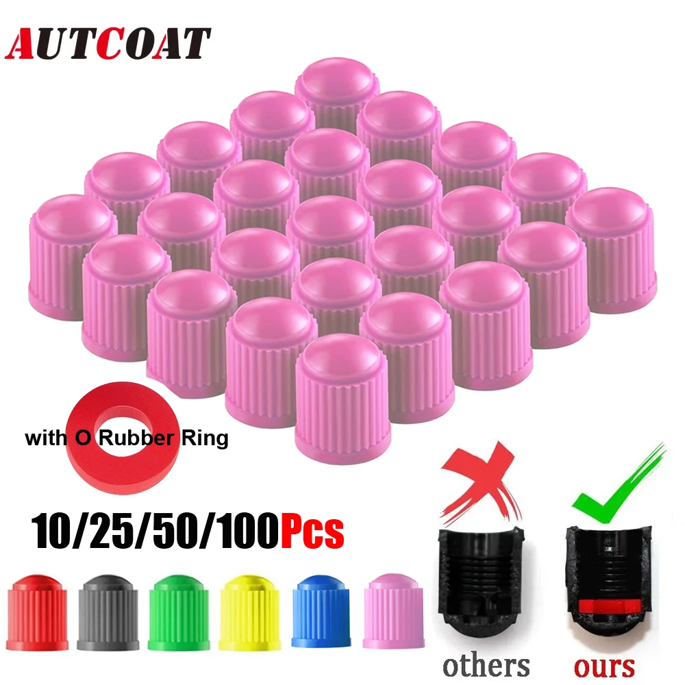 10/25/50/100Pcs Tire Valve Caps, with O Rubber Ring, Universal Stem Covers for Cars, SUVs, Bike and Bicycle, Trucks, Motorcycles