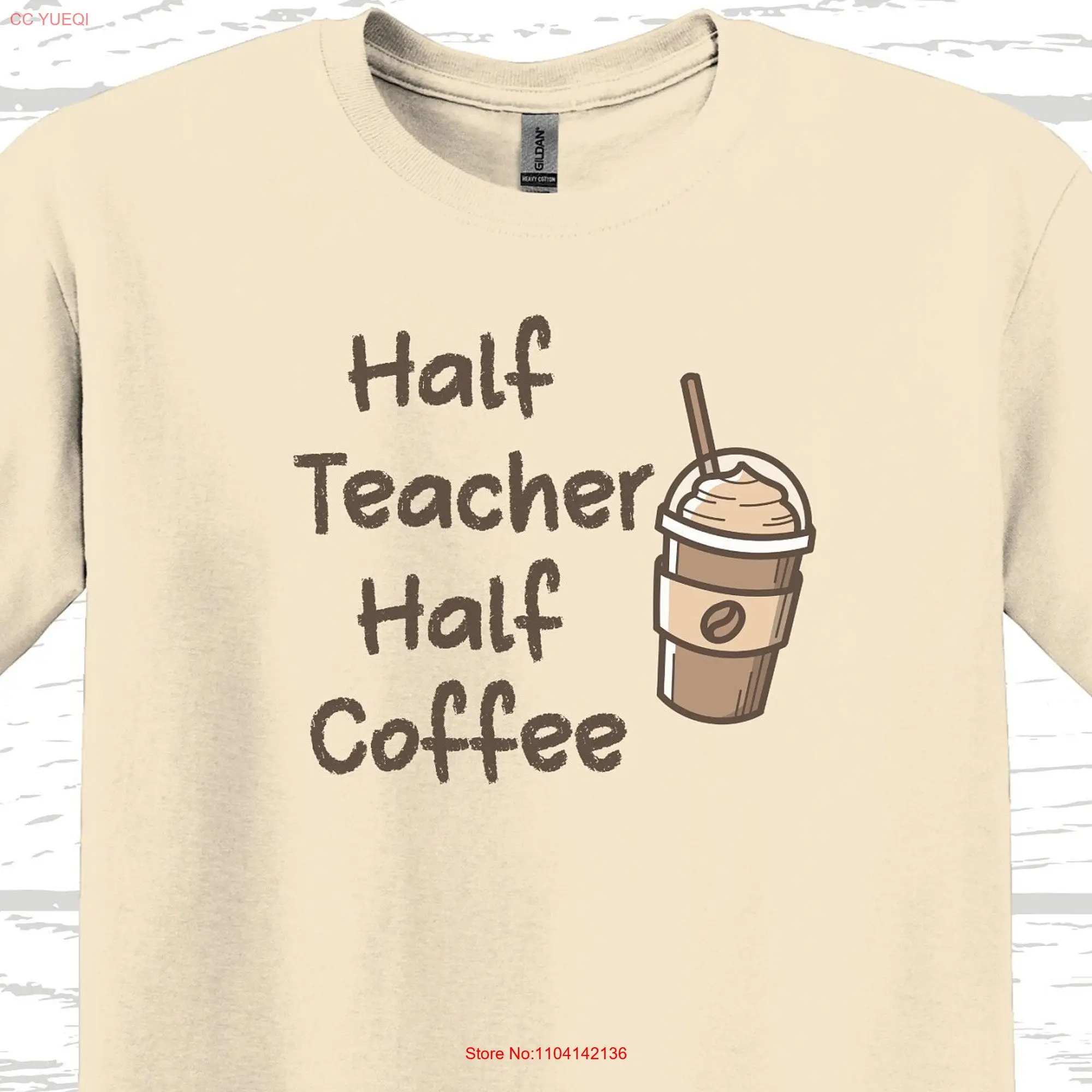 Back to School Teacher T Shirt Half Coffee First Day of Teaching Team Top Fan long or short sleeves