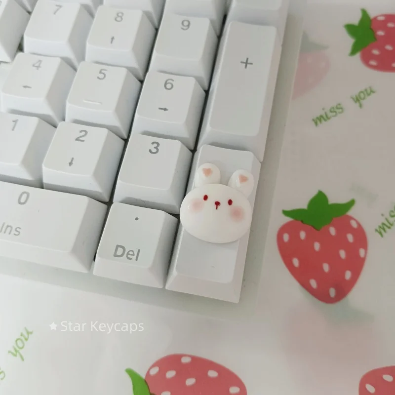 2U Vertical Numeric Area + / Enter Keycap Cute Cartoon Rabbit Keycap Suitable for Mechanical Keyboard Accessories Girl's Gift