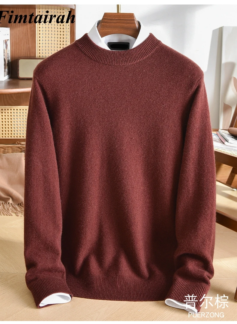 Fimtairah Thickened Male Bottom Wweater 2024 Thick Solid Color Sweater S-4XL 500G Cashmere Sweater Men 100 Pure Cashmere Tops