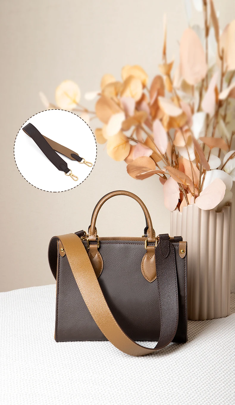 CRAZYSMITH Genuine Leather Replacement Wide Shoulder Bag Strap for LV Onthego Tote Bag Adjustable Crossbody Handbag Belts Straps