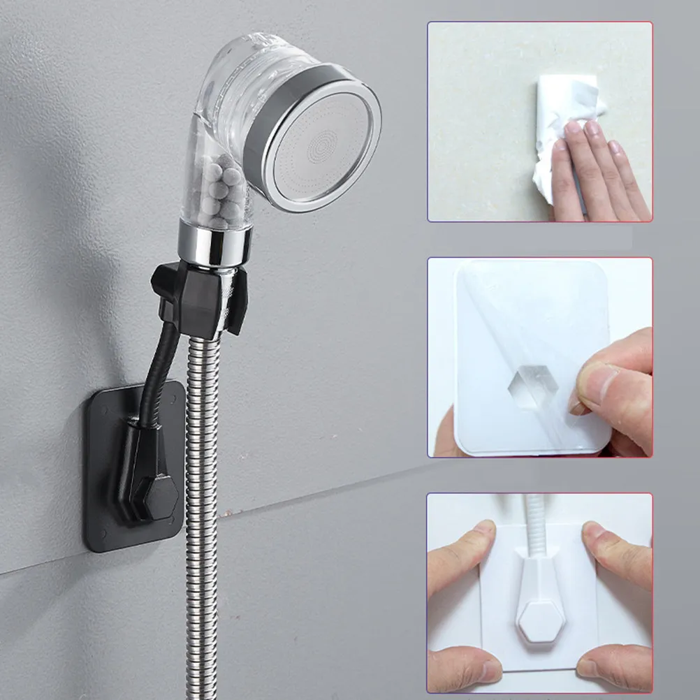 

2Pcs Shower Head Holder Adjustable Punch Free Plastic Mount for Home Bathroom Hotel Use No Drill Adhesive Waterproof Moisture