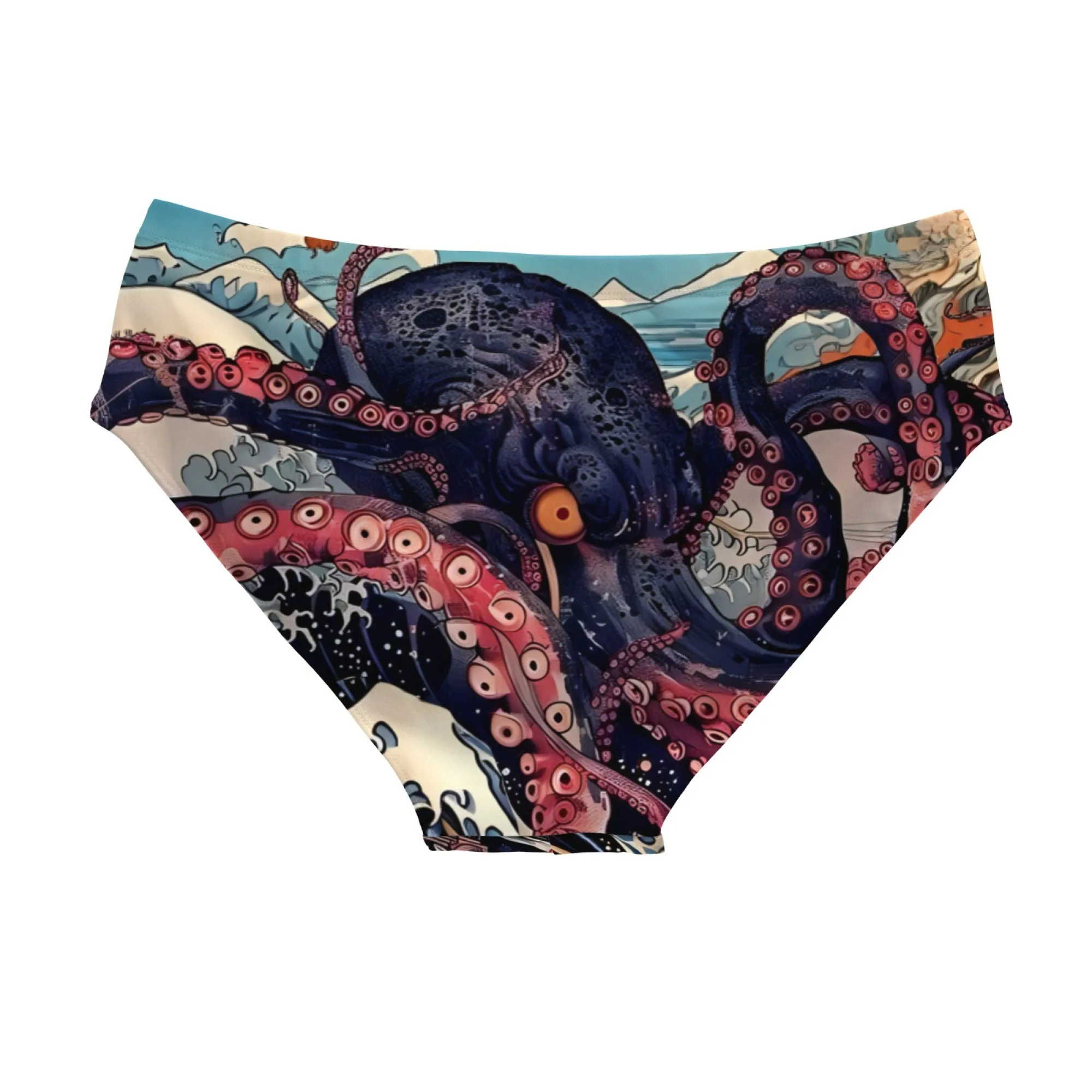 Ukiyoe Kraken Swim Trunks Stretchy Soft Skin-friendly Men's Triangle Swim Trunks Beach Carnivals Swimming Bathing Novel Swimsuit