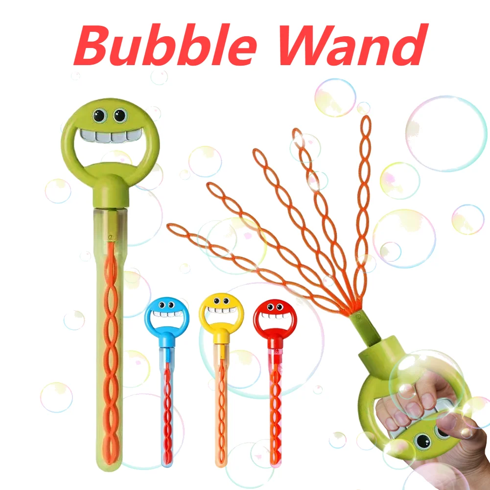Baguette à bulles pour enfants, 32 trous, visage souriant, bâton à bulles, souffleur, activité de plein air, jouets de soufflage de savon amusants, cadeaux, 2025