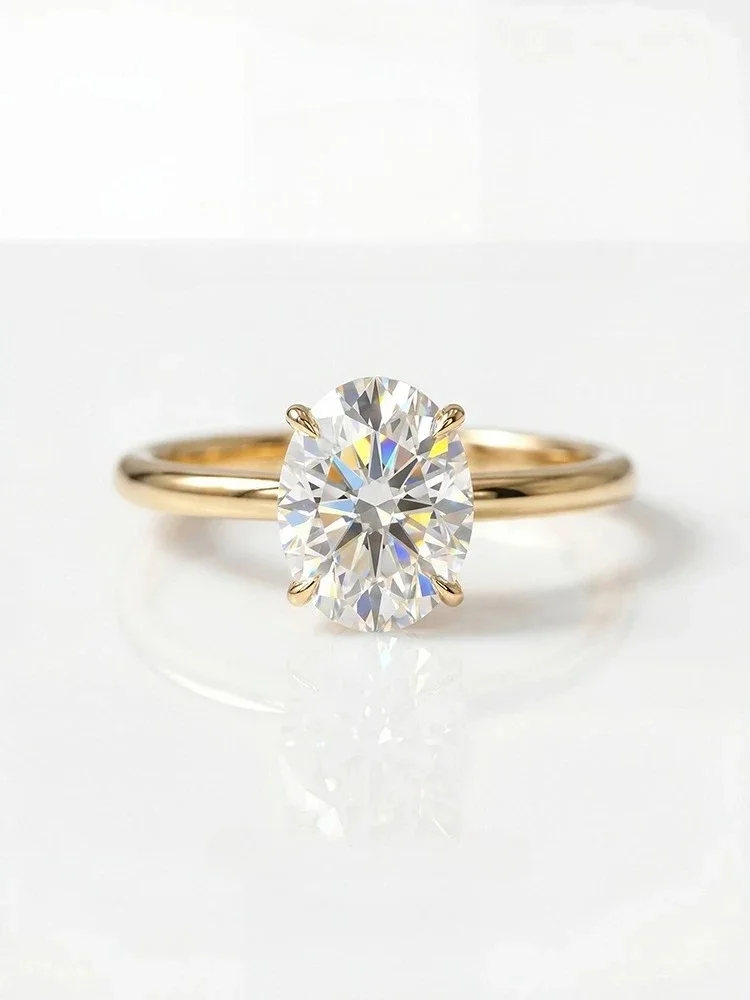 925 Sterling Silber Mode 1-2 Karat Brillanter Ovaler Moissanit Diamant Verlobungs- und Eheringe für Damen Feiner Schmuck – Detail 6