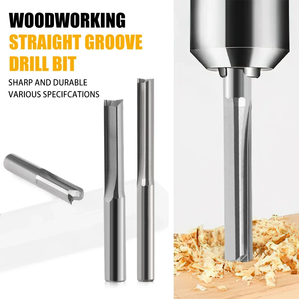 10pcs Carbide Straight Slot Milling Cutter 3.175 4 6 8 10mm Two Flutes Parallel End Mill CNC Bit for Woodworking Tools