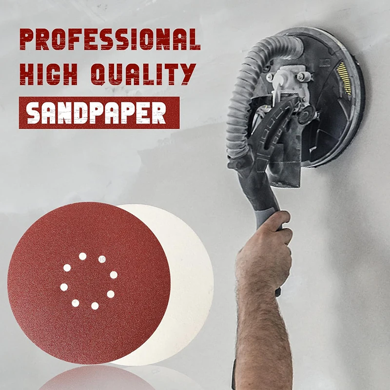 

10 PCS 9 Inch 8 Hole Hook-and-Loop Sanding Disc 40-2000 Grits Grinding Disc,Grinding Abrasive Drywall Sander Paper Sandpaper