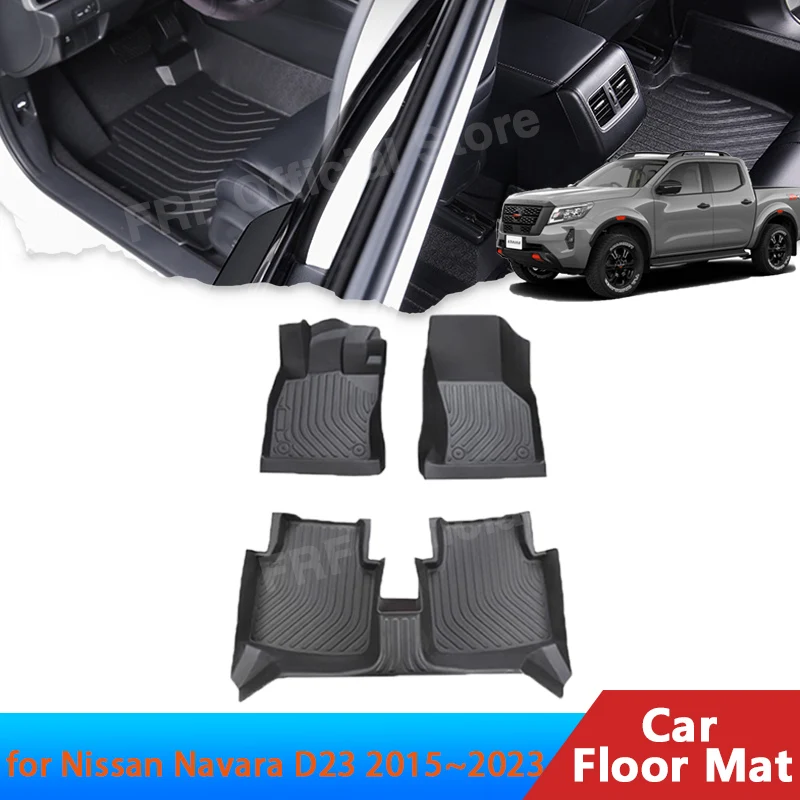 for Nissan NP300 Navara D23 2015~2023 2022 2020 2018 2016 Accessories Car Floor Mat Foot Panel Liner Carpet Pad Waterproof Mats