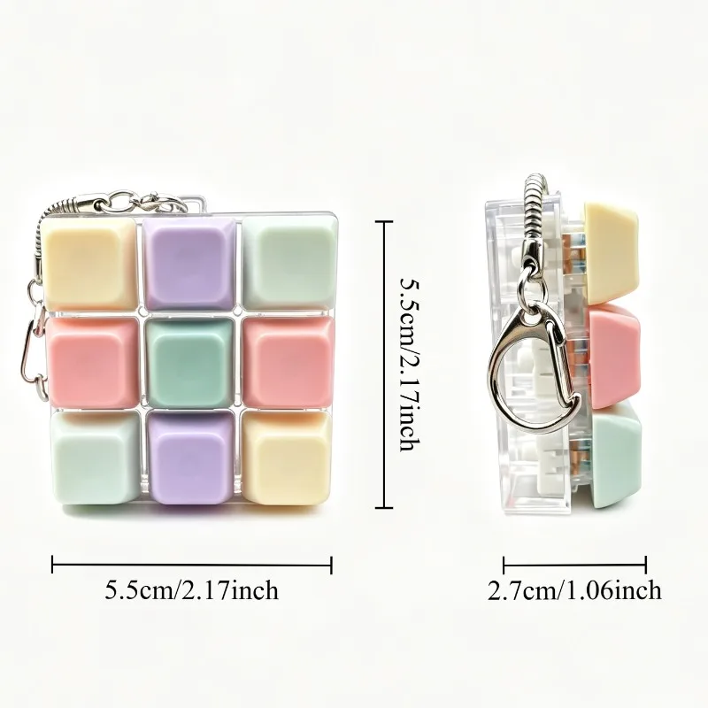 Keycap Clicker Portable Macaron Color 9-Key Keyboard Fidget Toy Finger Pinch Mini Pendant ASMR Stress Relief Keyboard Keychain view 3