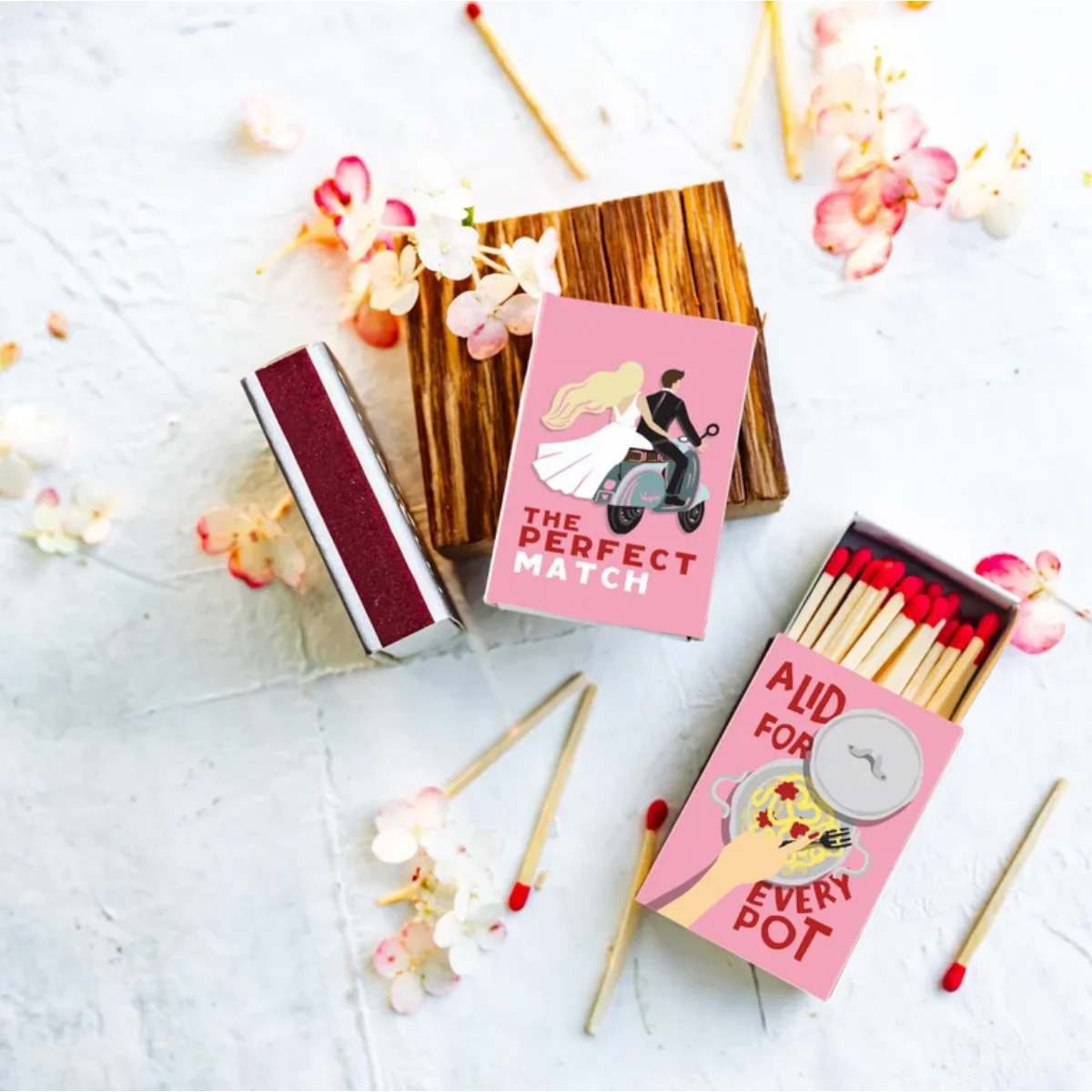 Custom matchboxes / Matchbook art / Party favors / matches / custom wedding favors / bulk wedding favors / wedding reception tab