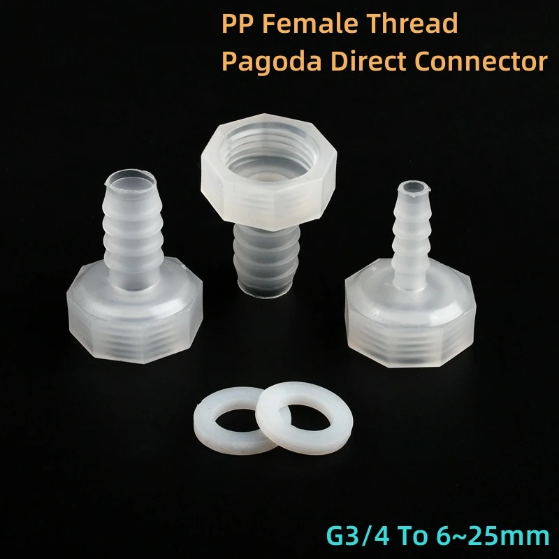 

3~100PCS G3/4 To 6~25mm PP Female Thread Pagoda Connectors Air Pump Hose Pagoda Joints Garden Irrigation Water Pipe Connectors